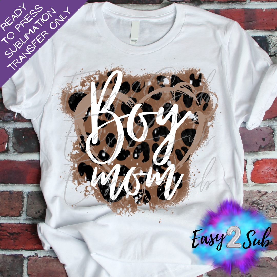 Boy Mom Leopard Sublimation Transfer Print, Ready To Press Sublimation Transfer, Image transfer, T-Shirt Transfer Sheet