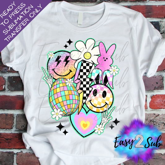 Retro Easter Collage Sublimation Transfer Print, Ready To Press Sublimation Transfer, Image transfer, T-Shirt Transfer Sheet