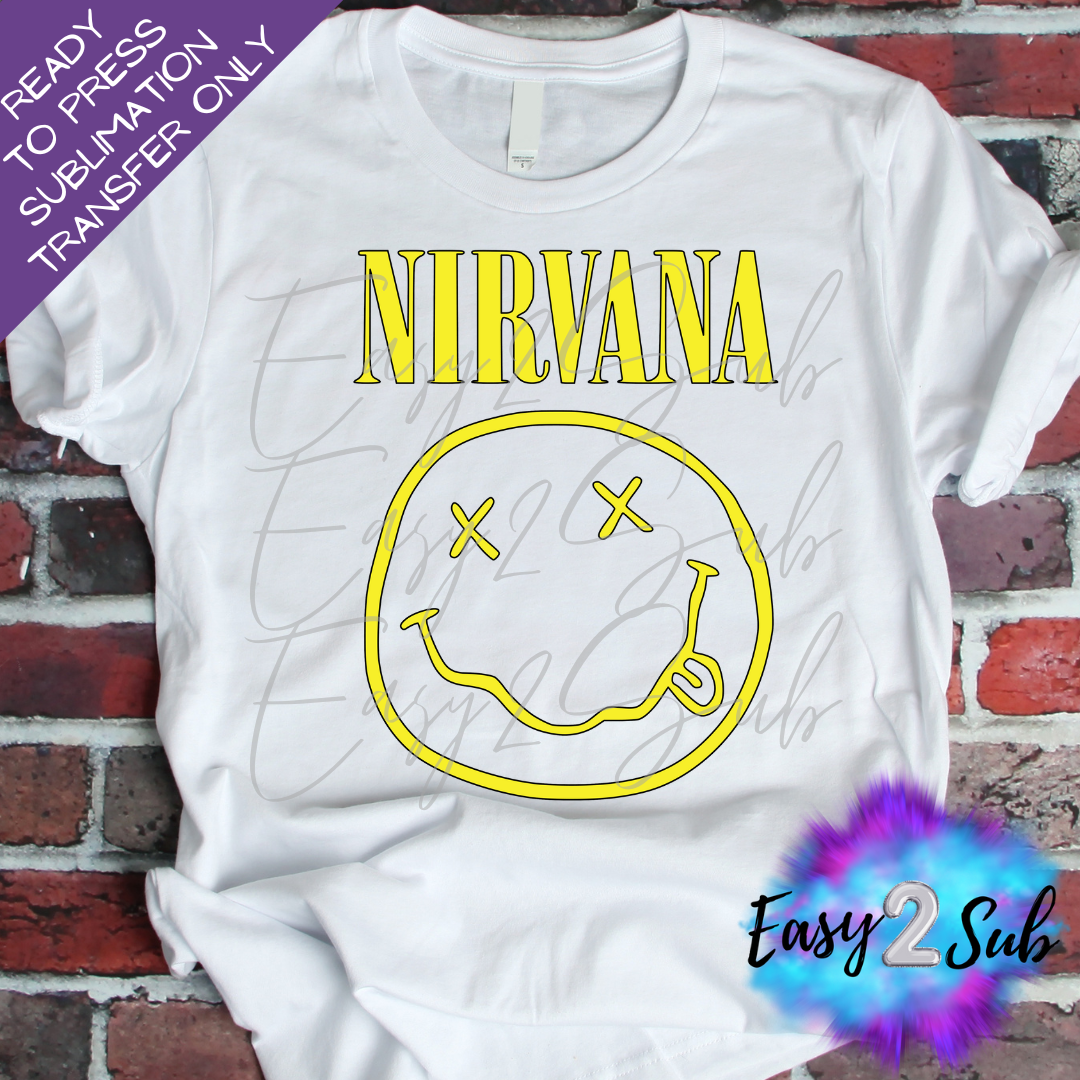 Nirvana Yellow Rock Band Sublimation Transfer Print, Ready To Press Sublimation Transfer, Image transfer, T-Shirt Transfer Sheet