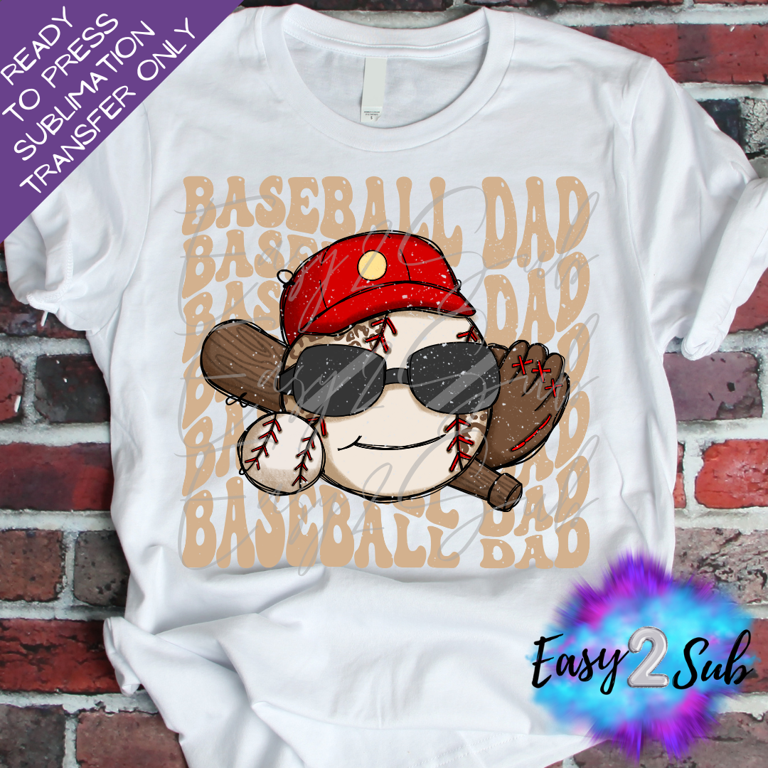 Baseball Dad Sublimation Transfer Print, Ready To Press Sublimation Transfer, Image transfer, T-Shirt Transfer Sheet