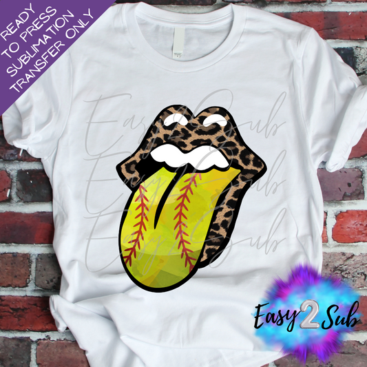 Softball Tongue Leopard Sublimation Transfer Print, Ready To Press Sublimation Transfer, Image transfer, T-Shirt Transfer Sheet