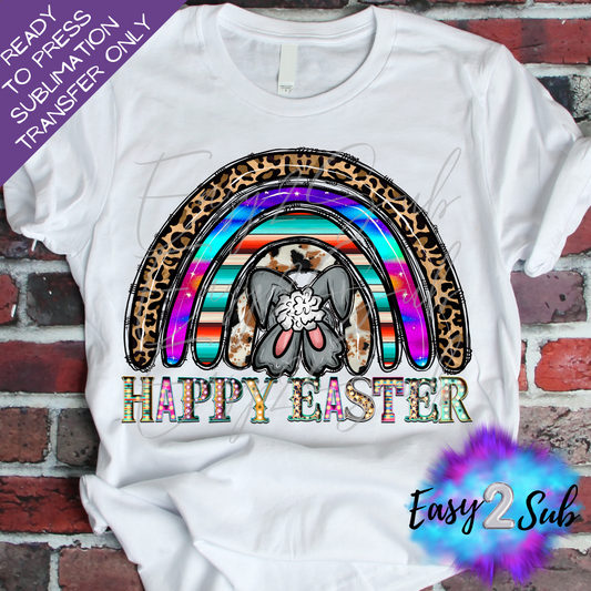 Happy Easter Rainbow Leopard Sublimation Transfer Print, Ready To Press Sublimation Transfer, Image transfer, T-Shirt Transfer Sheet