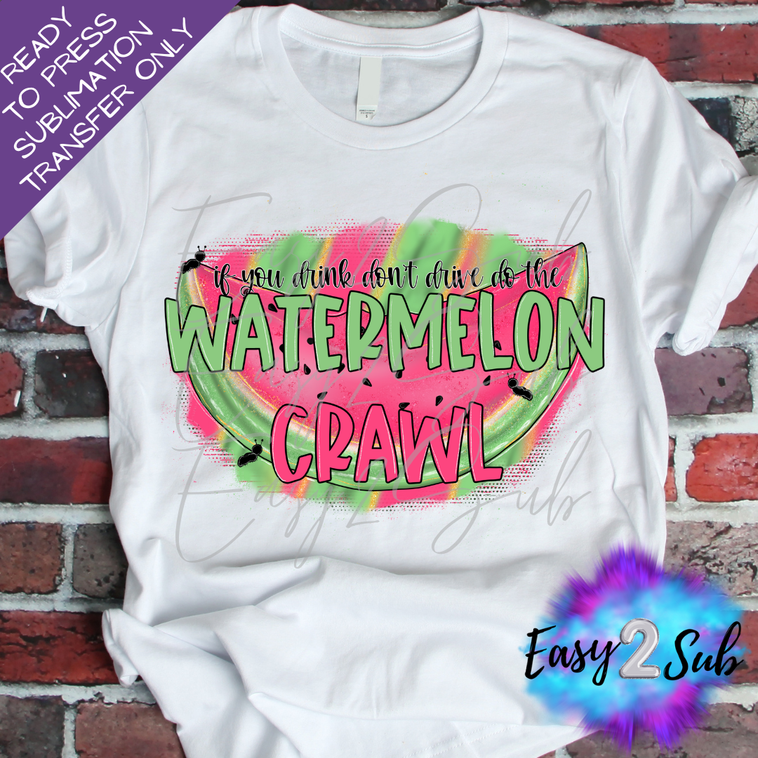 Watermelon Crawl Sublimation Transfer Print, Ready To Press Sublimation Transfer, Image transfer, T-Shirt Transfer Sheet