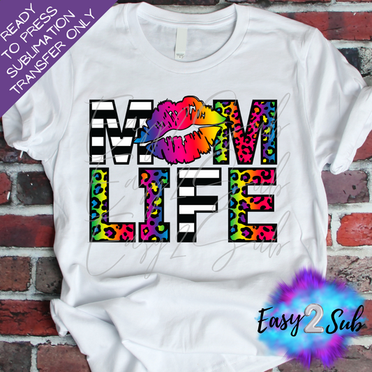 Mom Life Colorful Lips Sublimation Transfer Print, Ready To Press Sublimation Transfer, Image transfer, T-Shirt Transfer Sheet