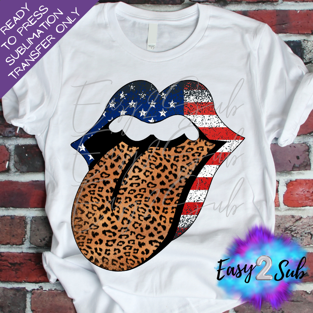 American Leopard Tongue Vintage 2 Sublimation Transfer Print, Ready To Press Sublimation Transfer, Image transfer, T-Shirt Transfer Sheet