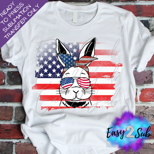 4th of July Bunny Sublimation Transfer Print, Ready To Press Sublimation Transfer, Image transfer, T-Shirt Transfer Sheet