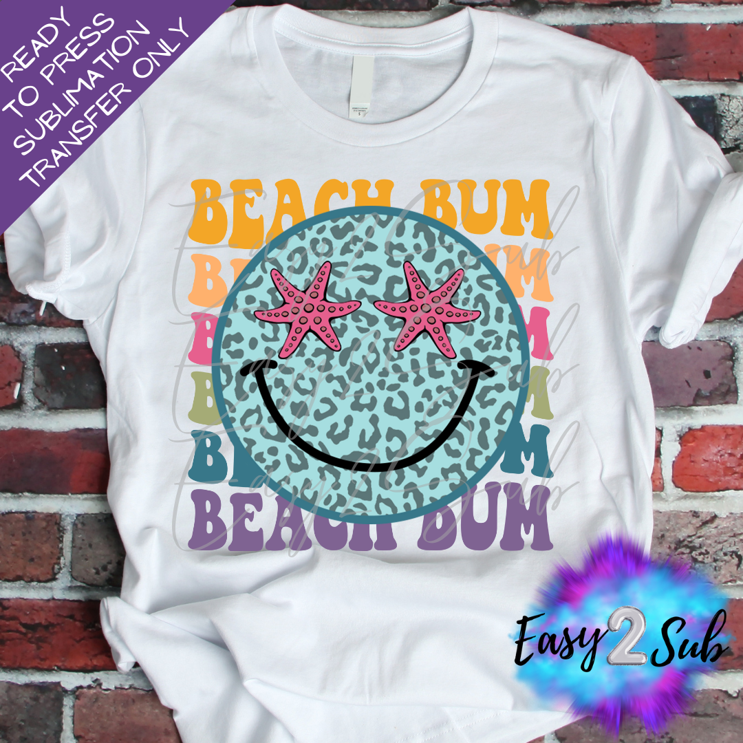 Beach Bum Happy Face Sublimation Transfer Print, Ready To Press Sublimation Transfer, Image transfer, T-Shirt Transfer Sheet