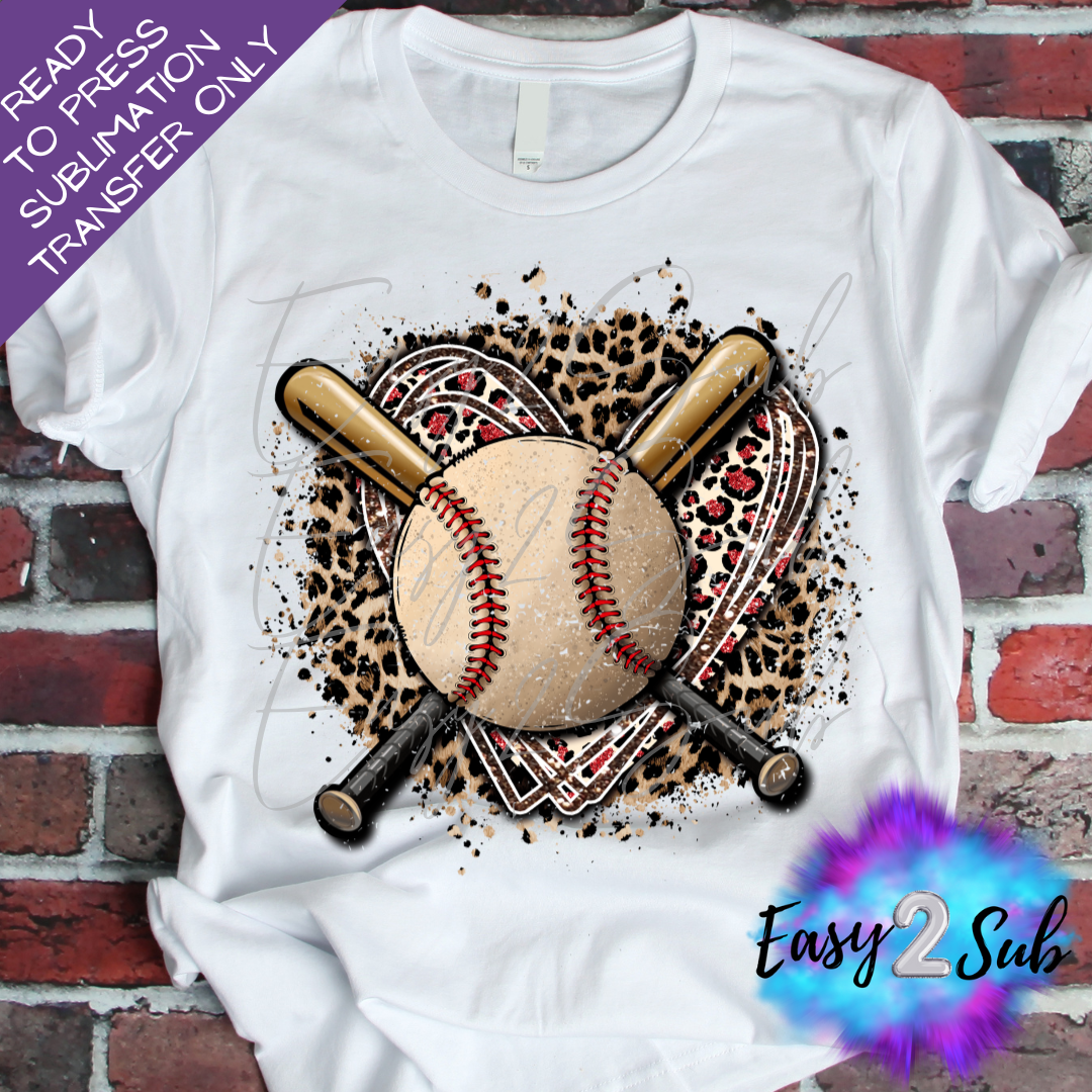 Baseball Leopard Heart Sublimation Transfer Print, Ready To Press Sublimation Transfer, Image transfer, T-Shirt Transfer Sheet