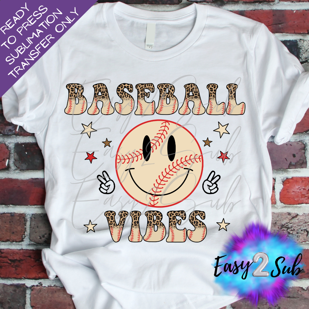 Baseball Vibes Sublimation Transfer Print, Ready To Press Sublimation Transfer, Image transfer, T-Shirt Transfer Sheet