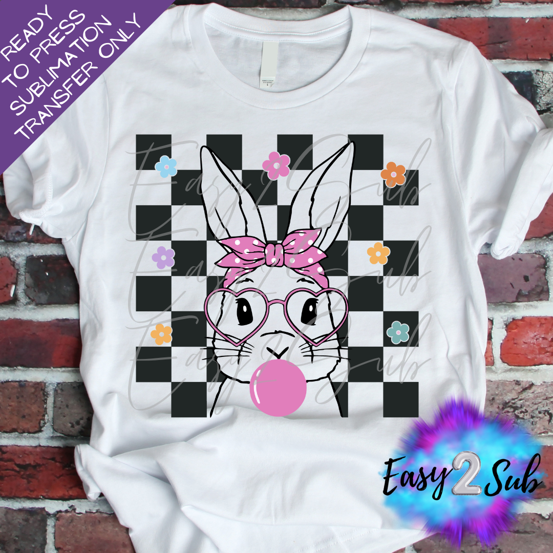 Retro Bunny Sublimation Transfer Print, Ready To Press Sublimation Transfer, Image transfer, T-Shirt Transfer Sheet