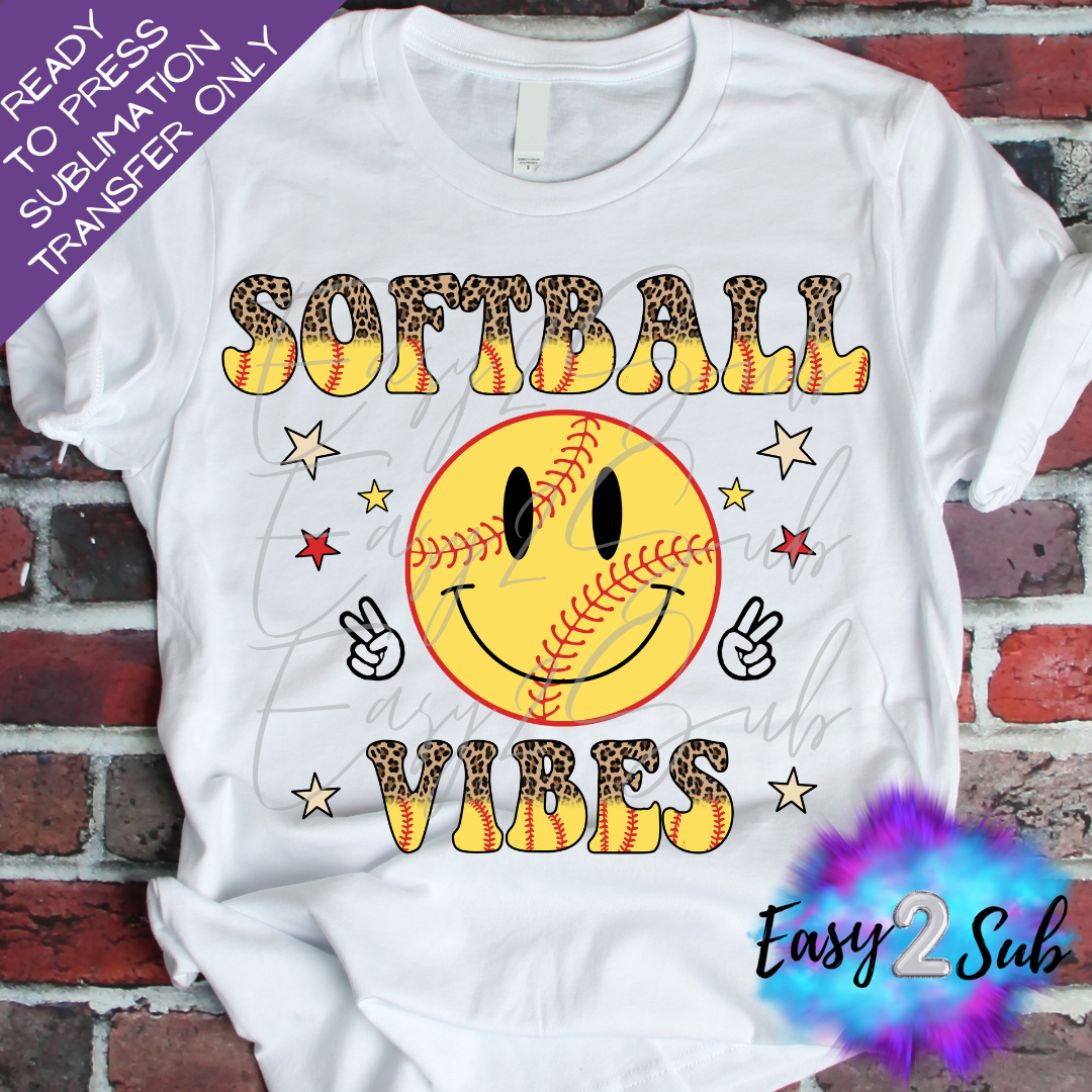 Softball Vibes Sublimation Transfer Print, Ready To Press Sublimation Transfer, Image transfer, T-Shirt Transfer Sheet