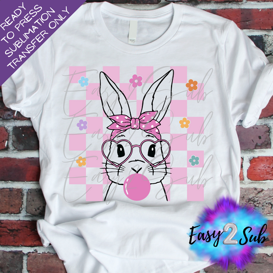 Retro Bunny Pink Sublimation Transfer Print, Ready To Press Sublimation Transfer, Image transfer, T-Shirt Transfer Sheet